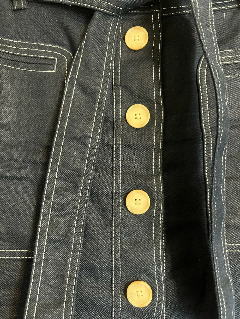 J.Crew Denim A-Line Skirt with Front Buttons & Contrast Stitching, Size 10